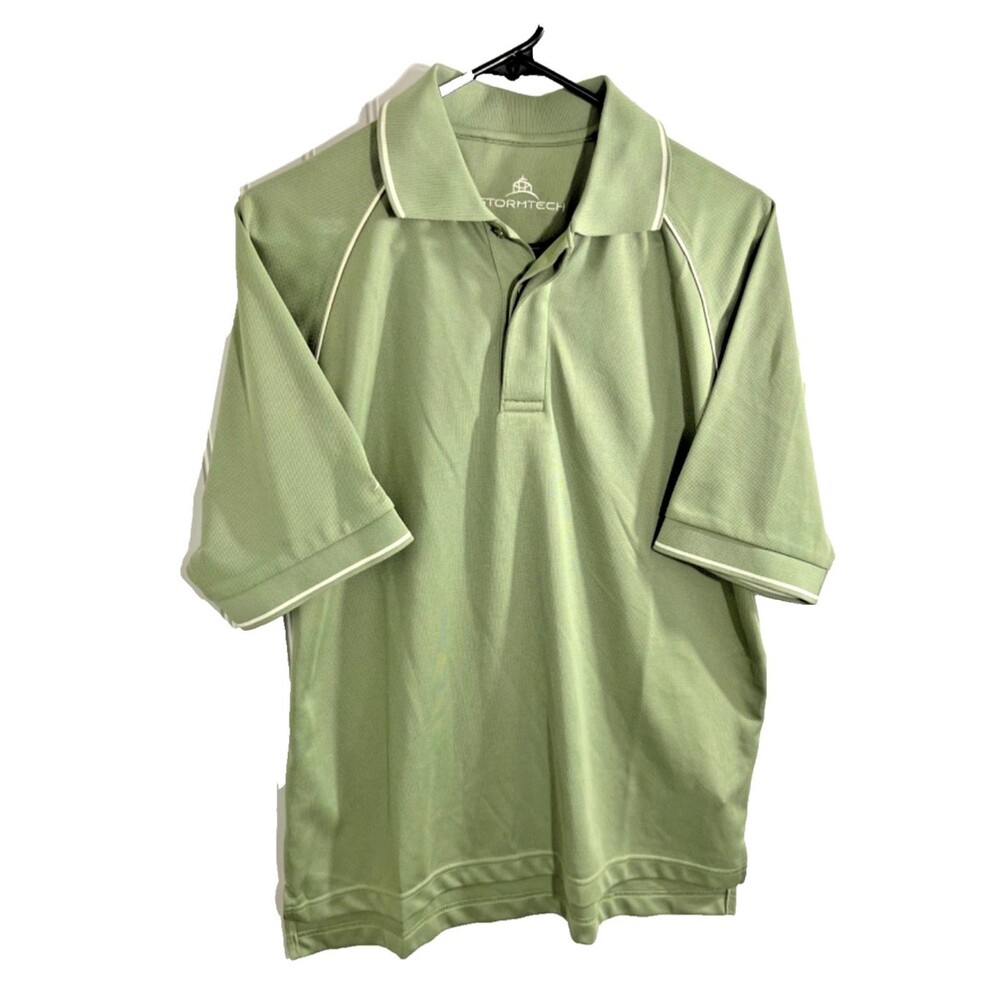 Stormtech Mens Green Tan Athletic Short Sleeve Polo Size Small S/P